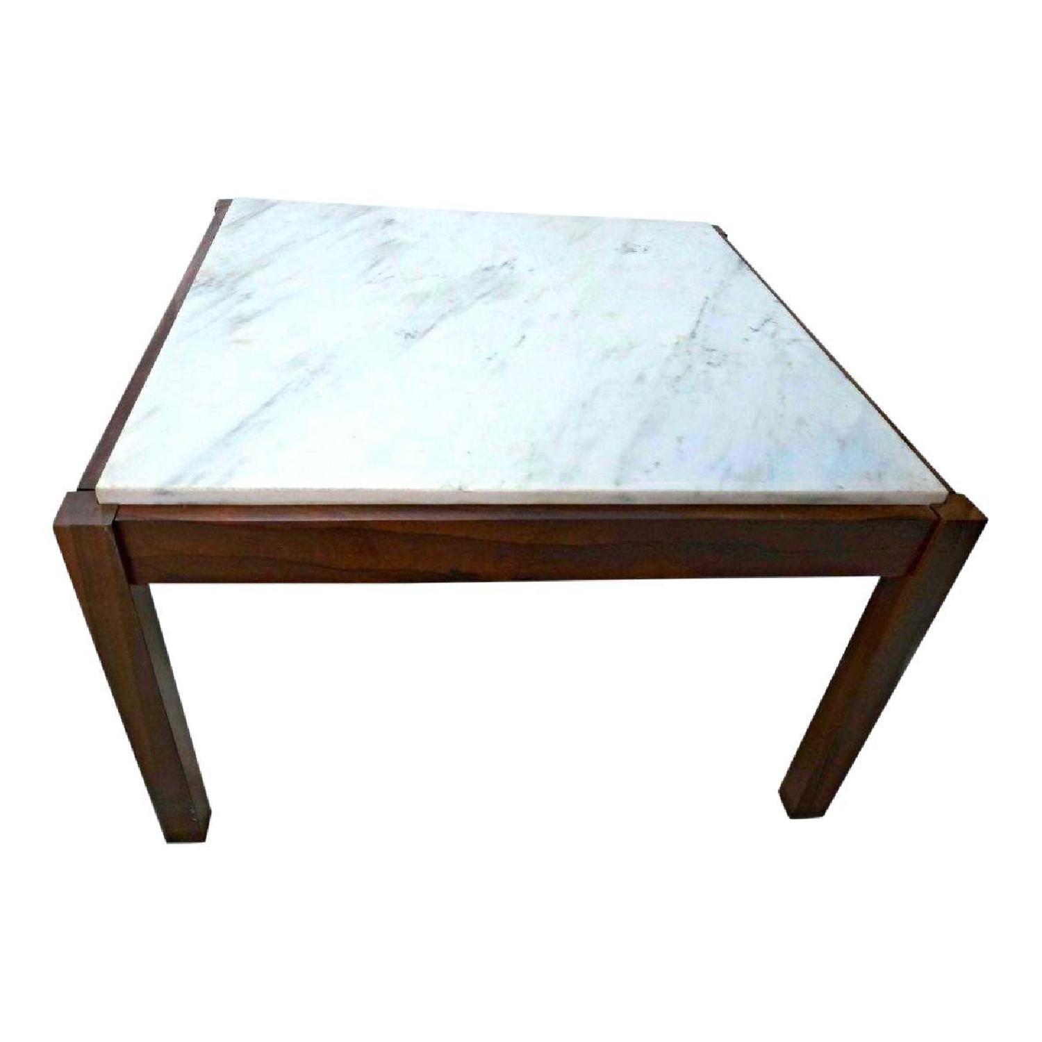 Danish Modern Rosewood Marble Top Coffee Table - image-9