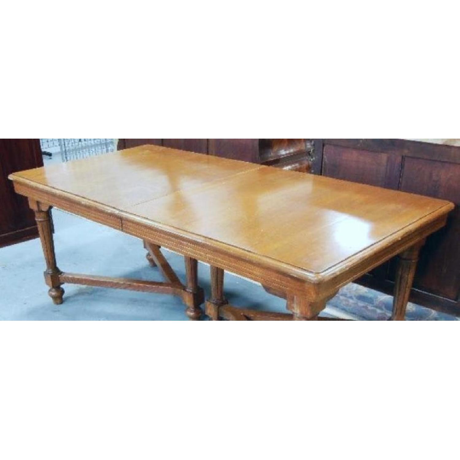 Solid Oak Extension Dining Table w/ 3 Leaves - image-1