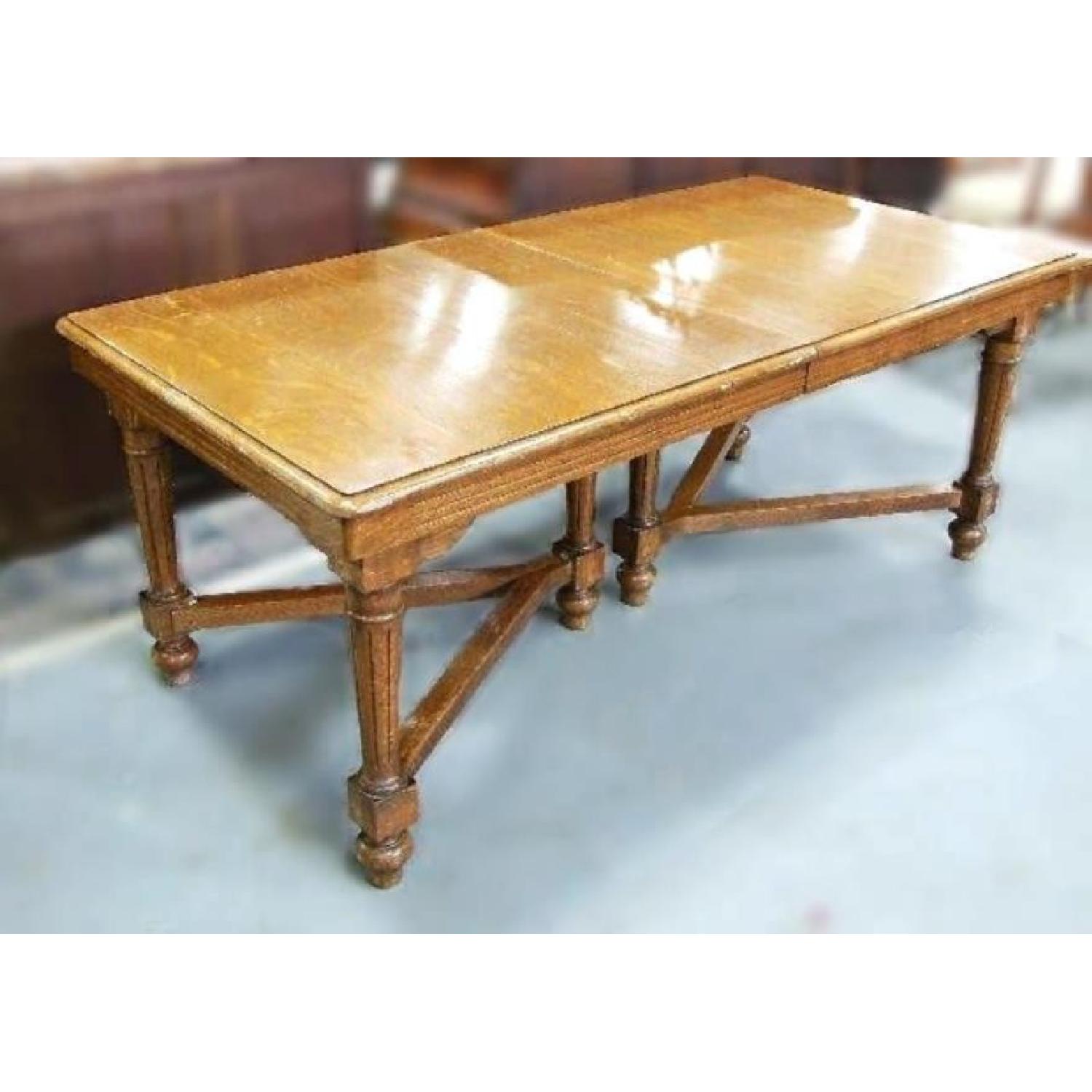 Solid Oak Extension Dining Table w/ 3 Leaves - image-7