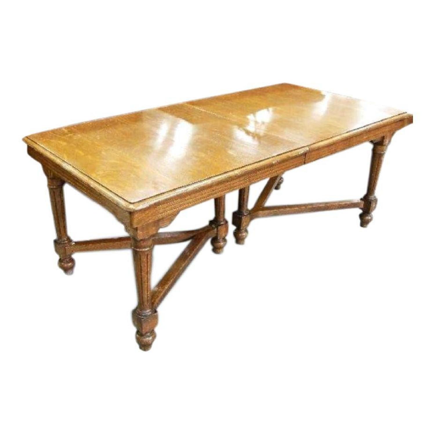 Solid Oak Extension Dining Table w/ 3 Leaves - image-8