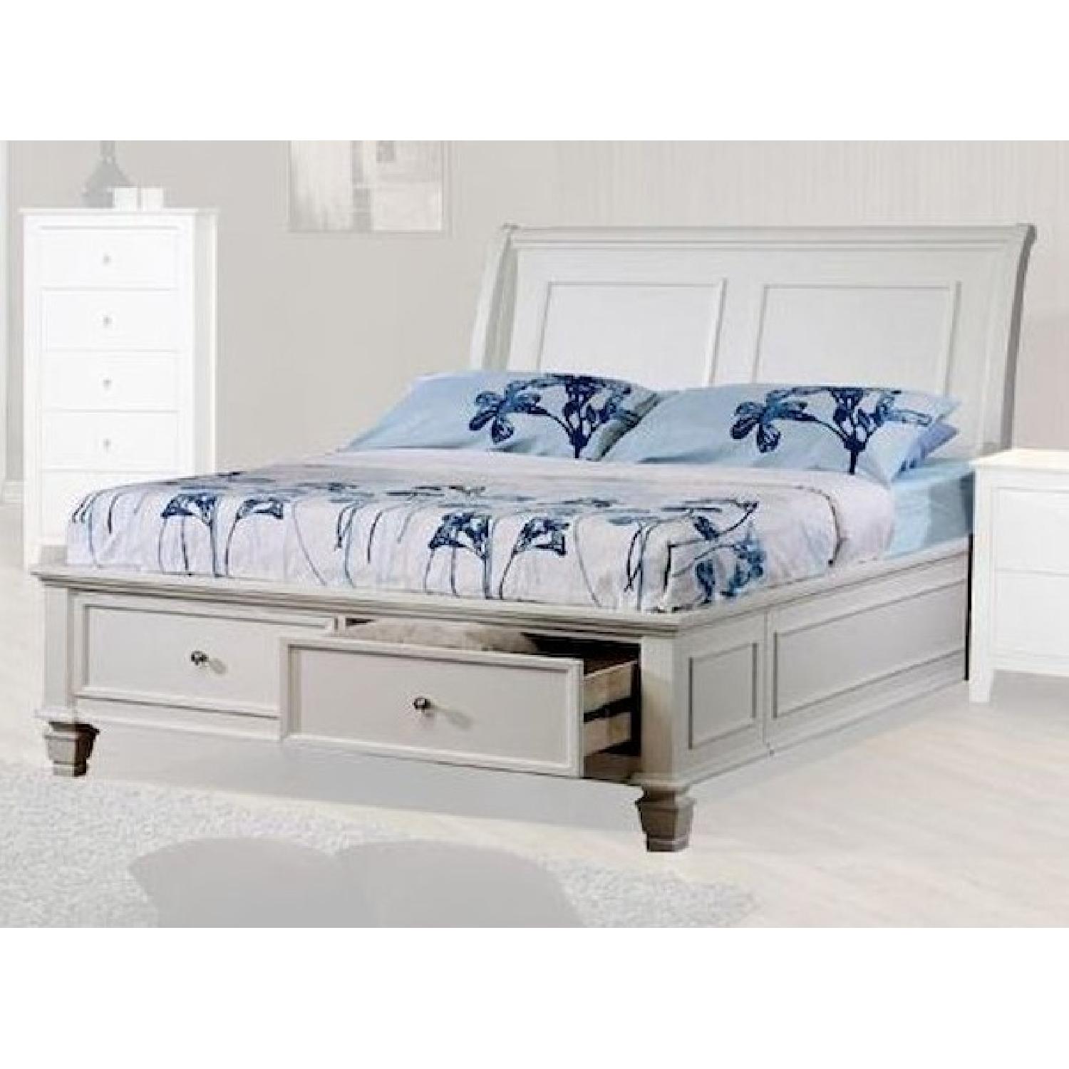 White Coastal Cottage Style Full Platform Bed W 2 Drawers Aptdeco