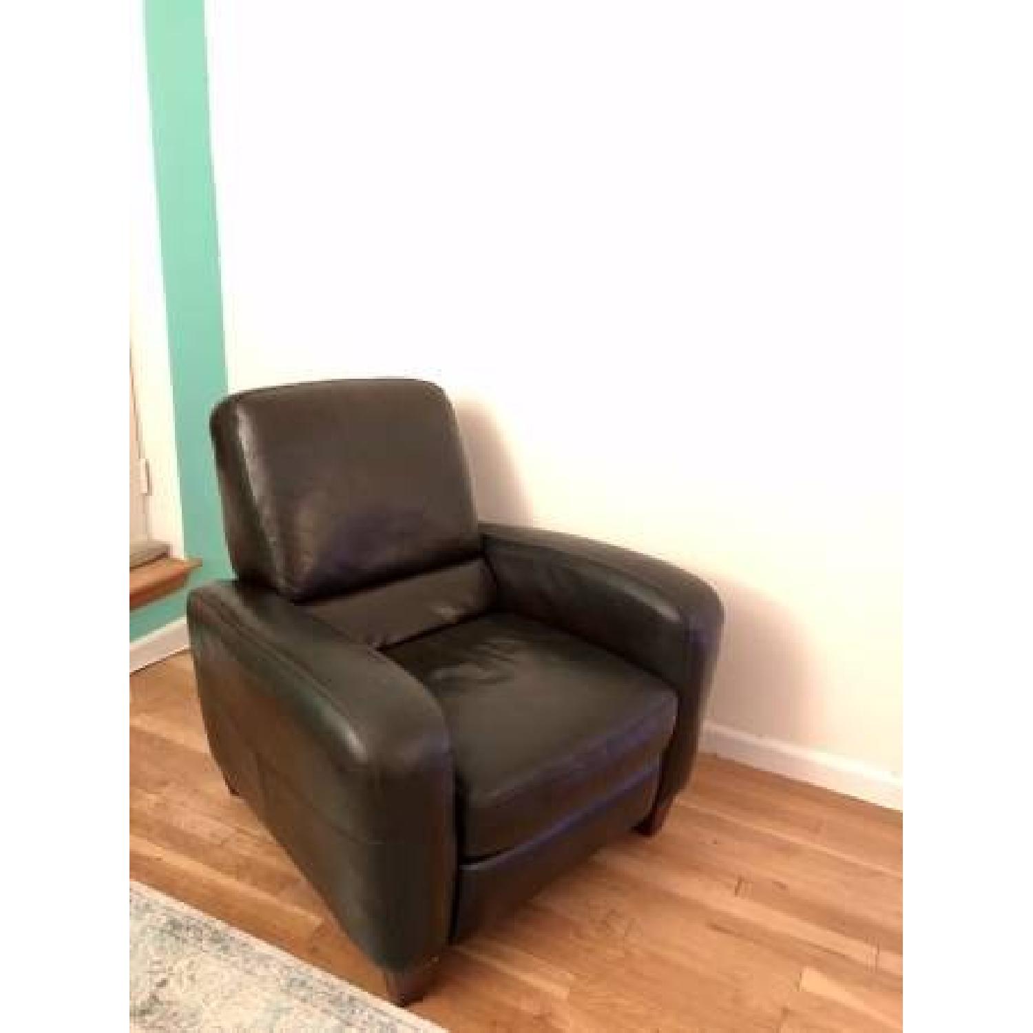 Macy's Natuzzi Italsofa Espresso Leather Reclining Chair - image-7