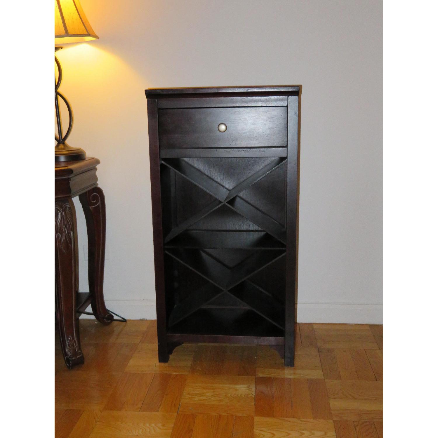 Brown Side Table w/ Wine Rack - image-2