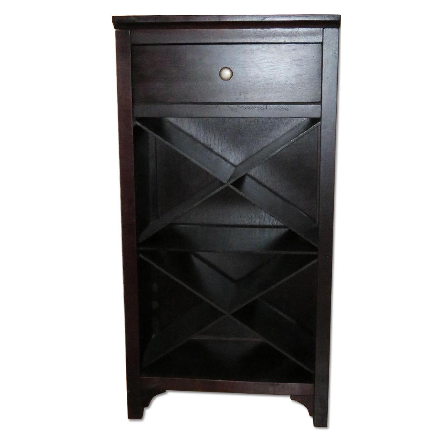 Brown Side Table w/ Wine Rack - image-0