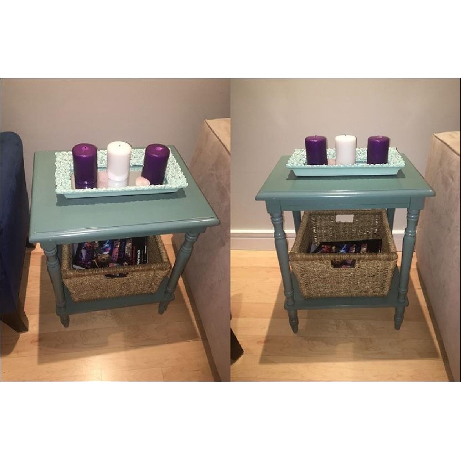 Light Blue Wood Side Table - image-3