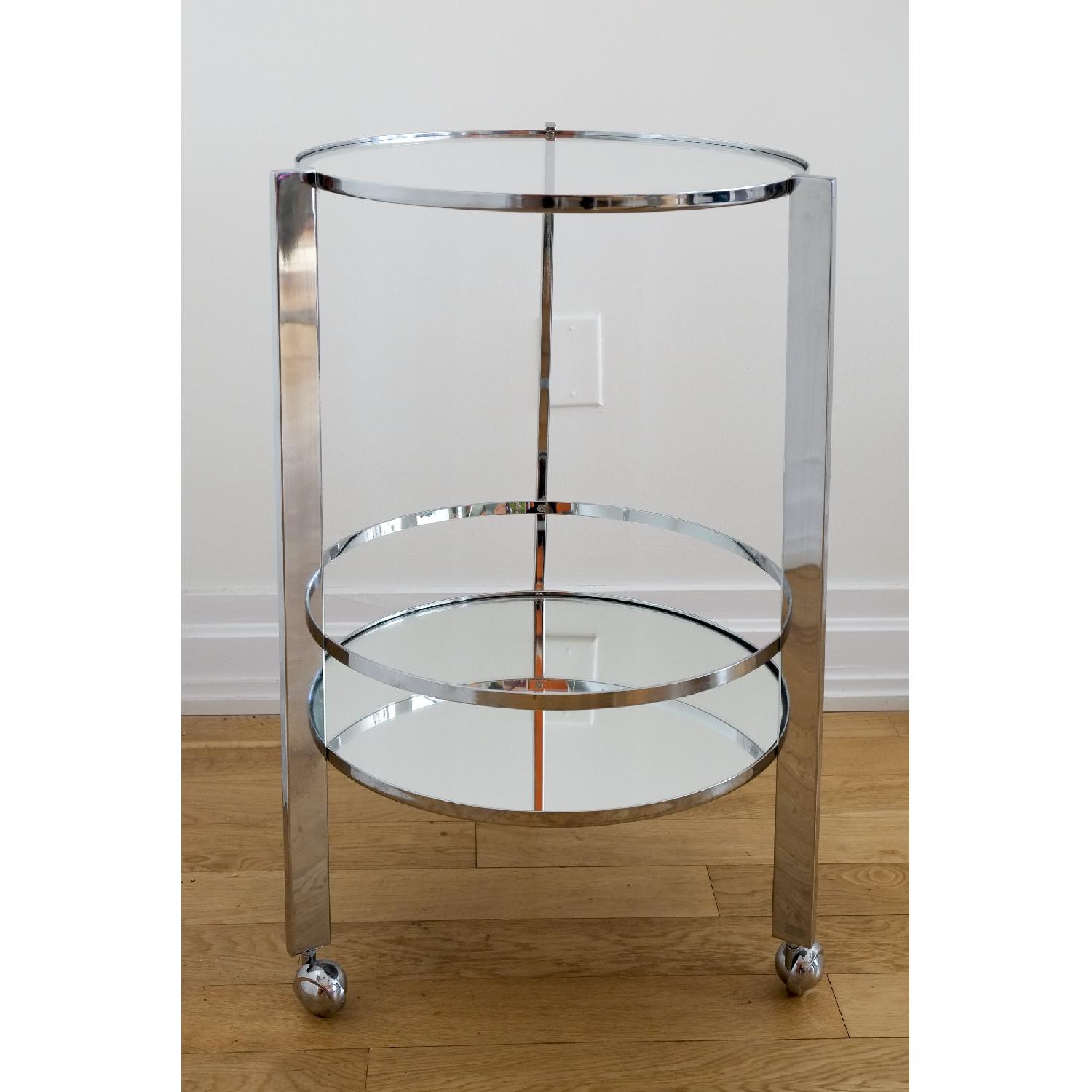 CB2 Retro Style Chrome/Glass Bar Cart - image-2