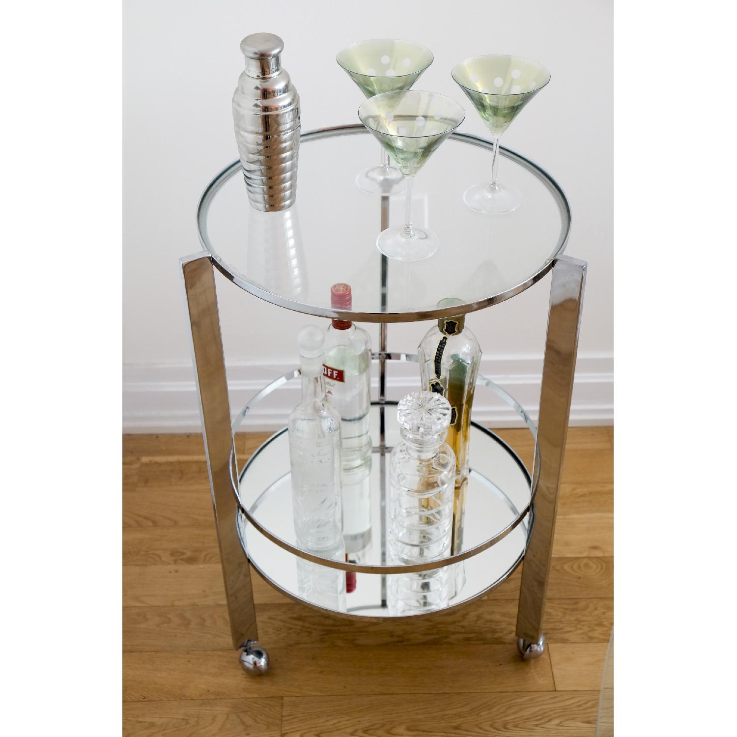 CB2 Retro Style Chrome/Glass Bar Cart - image-3