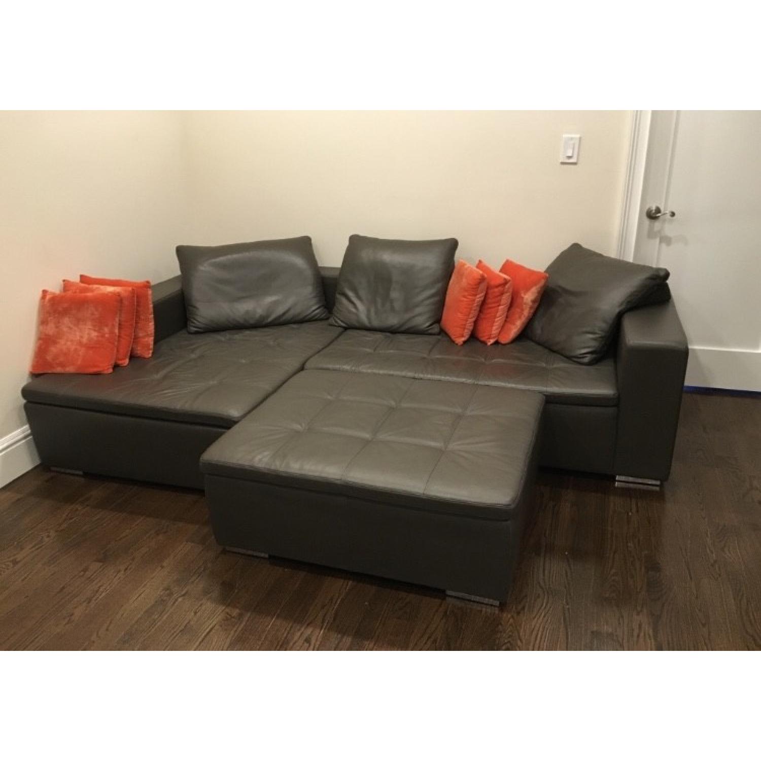 BoConcept Bahia Brown Leather Corner Sectional Sofa AptDeco