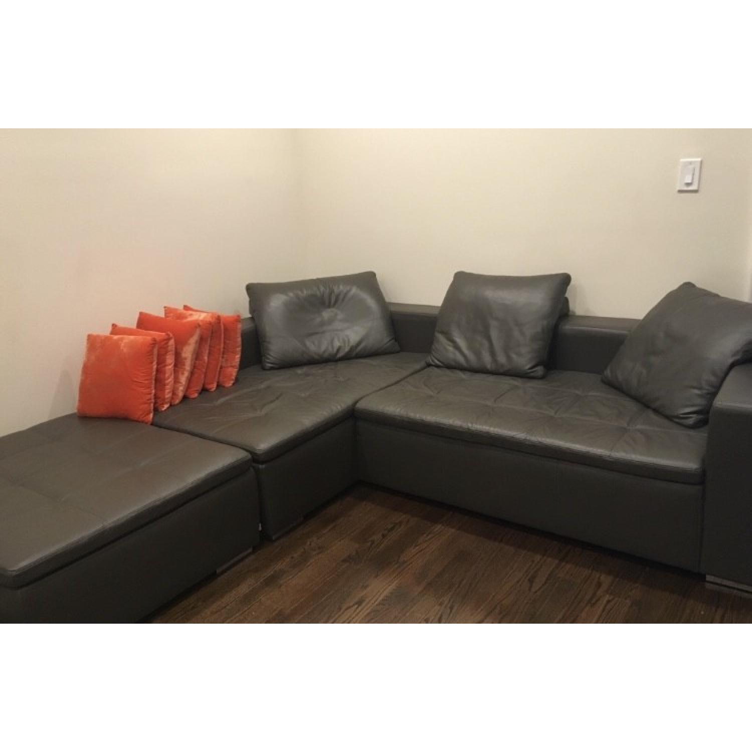 BoConcept Bahia Brown Leather Corner Sectional Sofa AptDeco