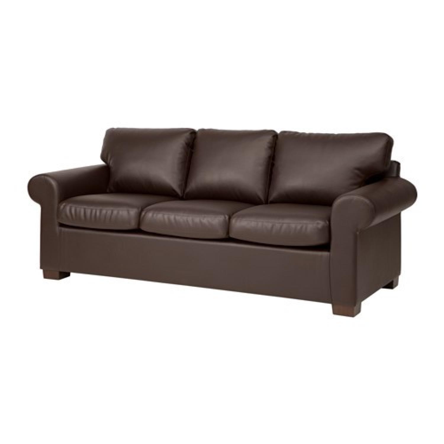 Ikea Brown Leather Couch AptDeco