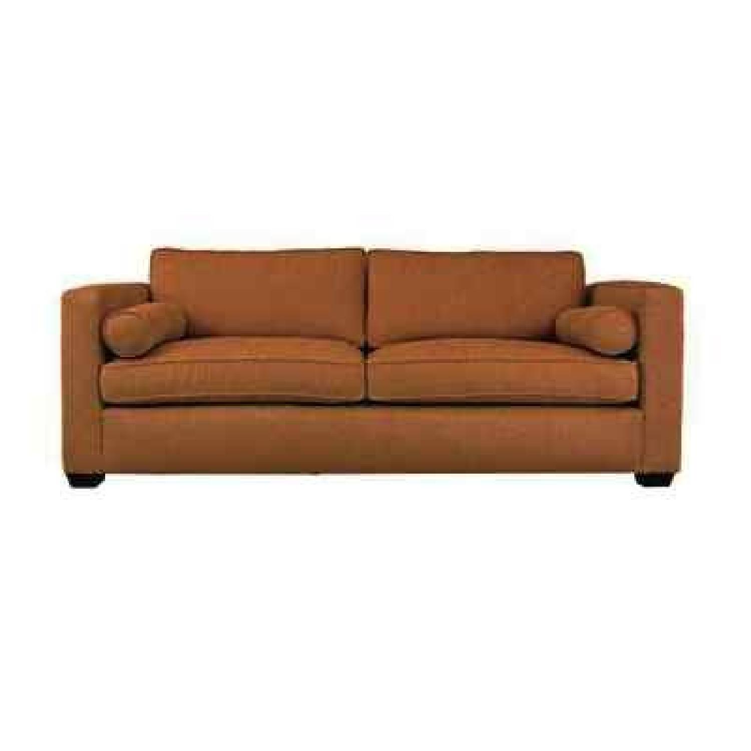 Kreiss Como Collection Tan Microsuede Sofa AptDeco