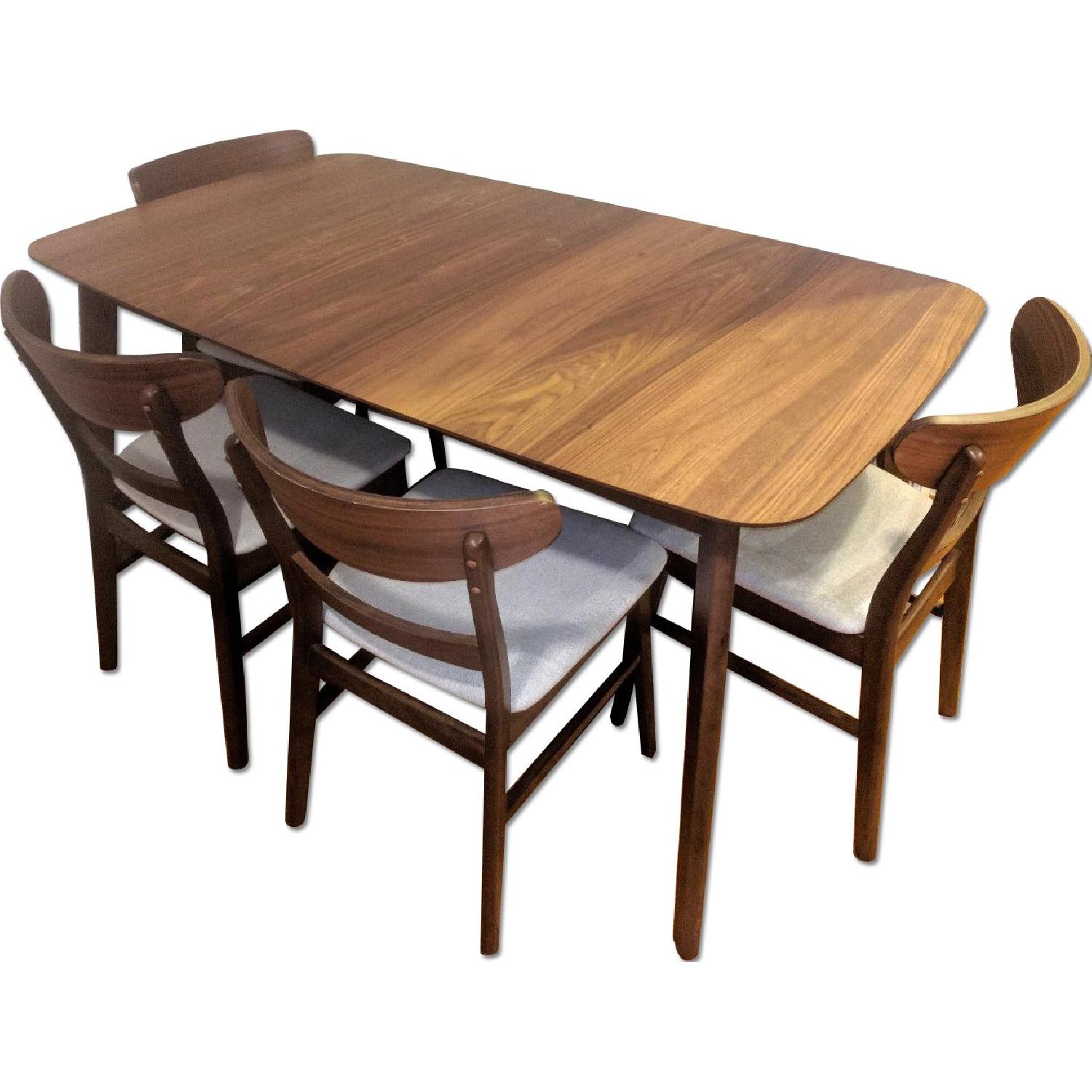 Alwyn Dining Table w/ 4 Idalia Mid-Century Dining Chairs - image-0