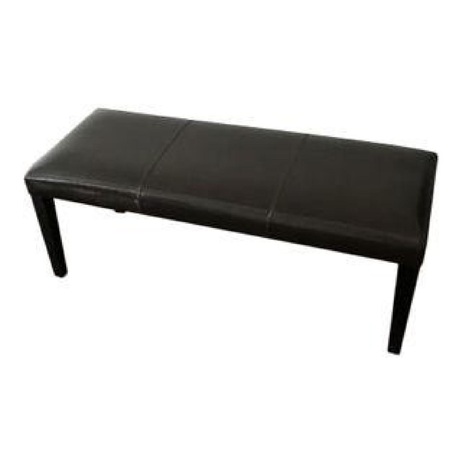 Crate & Barrel Lowe Chocolate Leather Bench - image-1