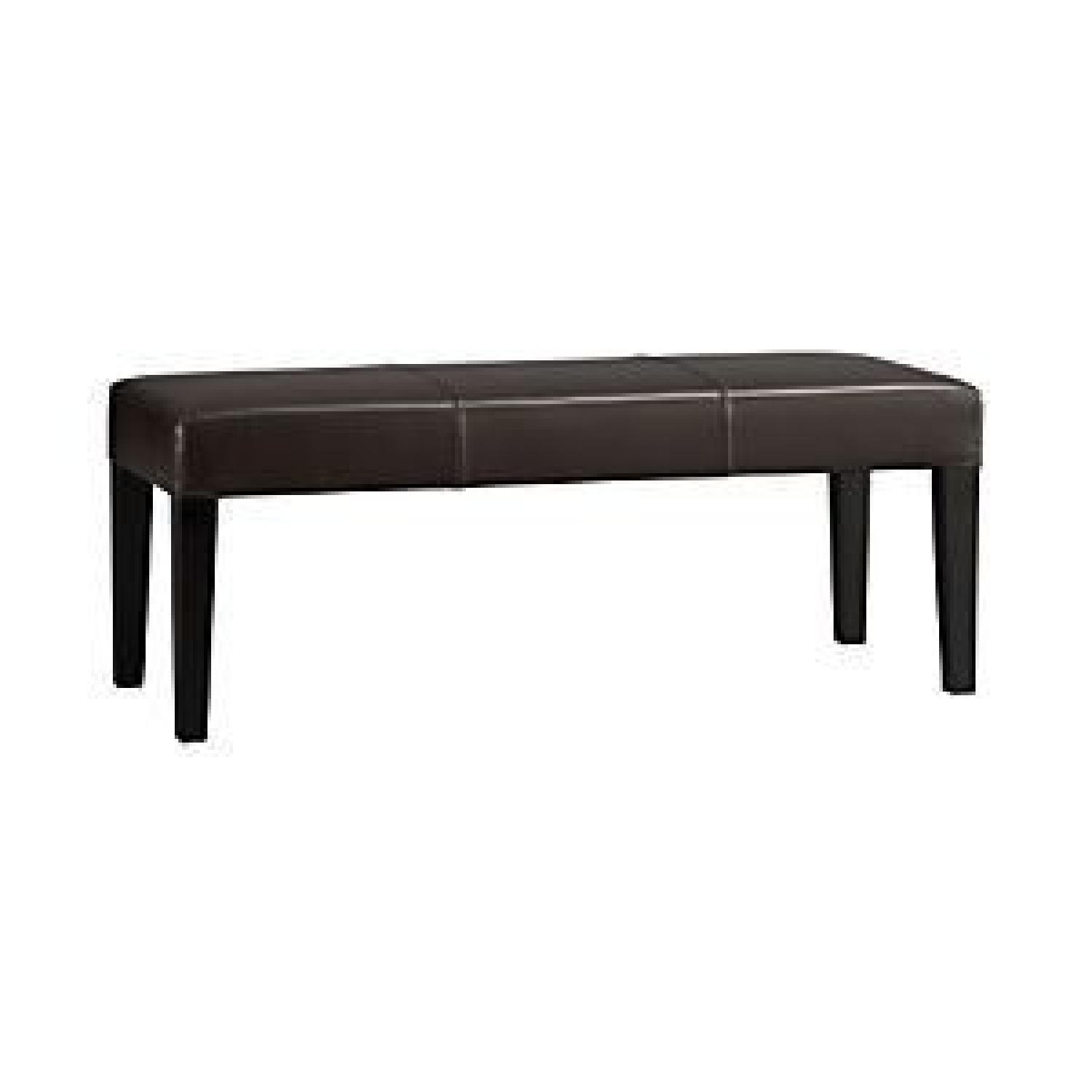 Crate & Barrel Lowe Chocolate Leather Bench - image-0