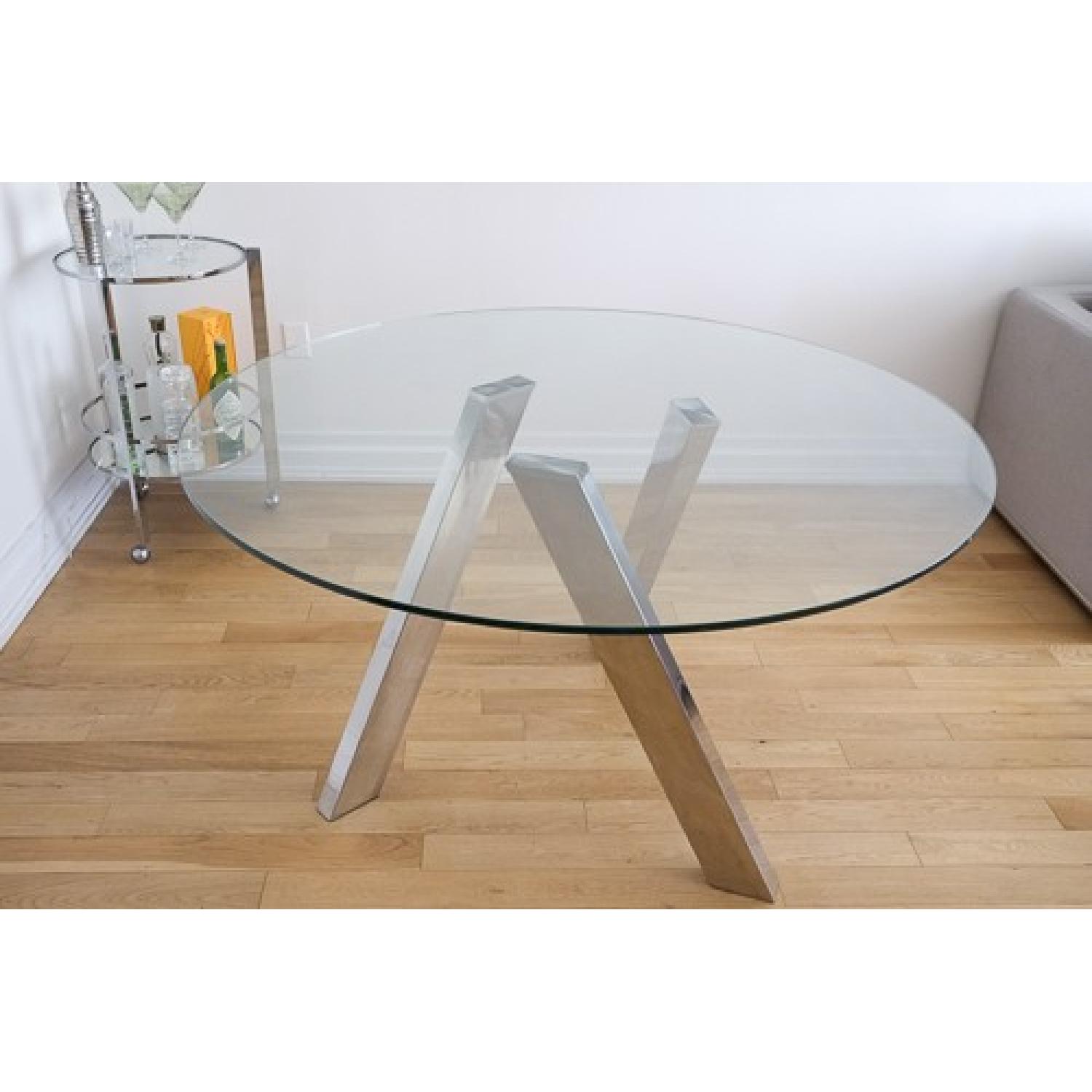 Modani Round Glass/Chrome Modern Dining Table - image-1