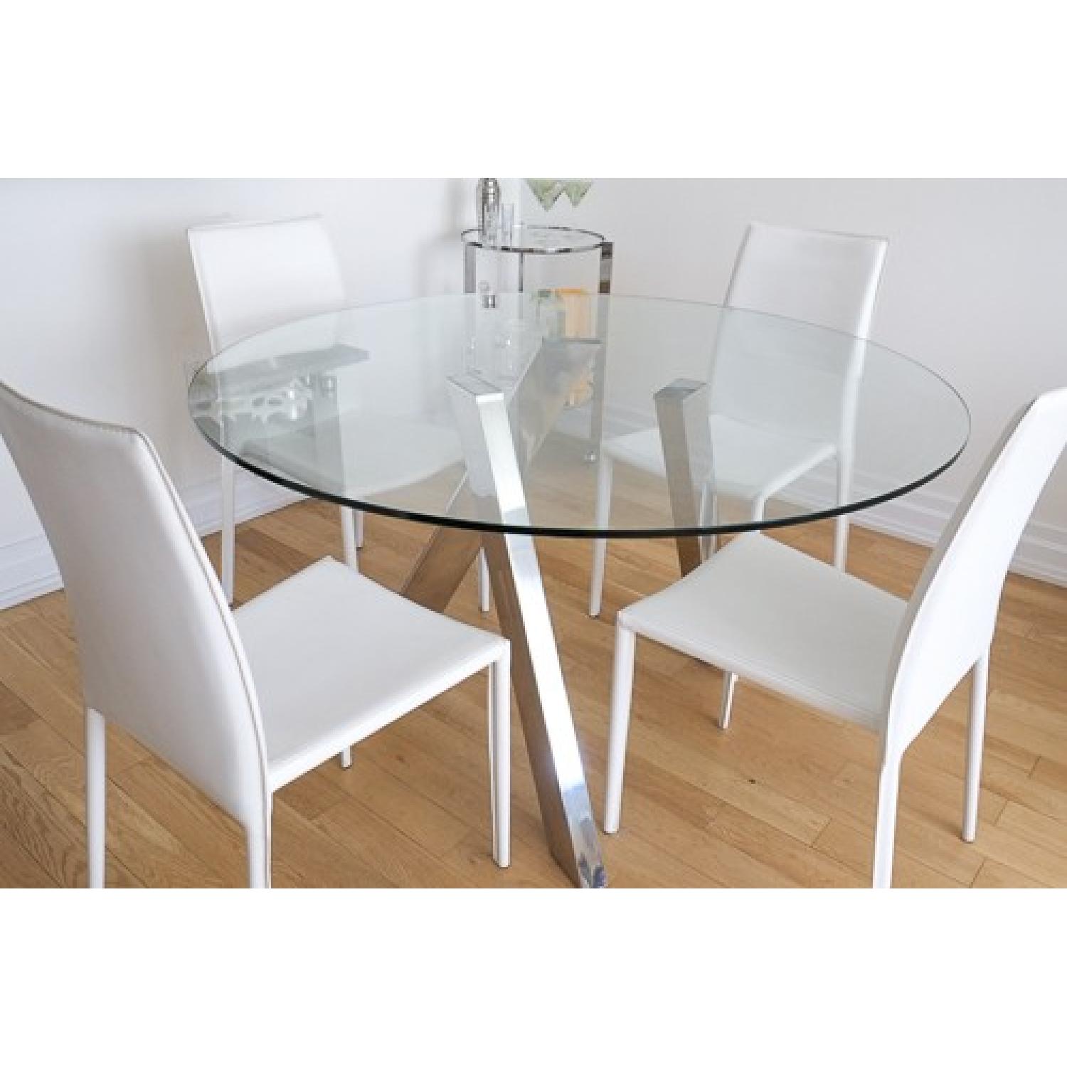 Modani Round Glass/Chrome Modern Dining Table - image-4