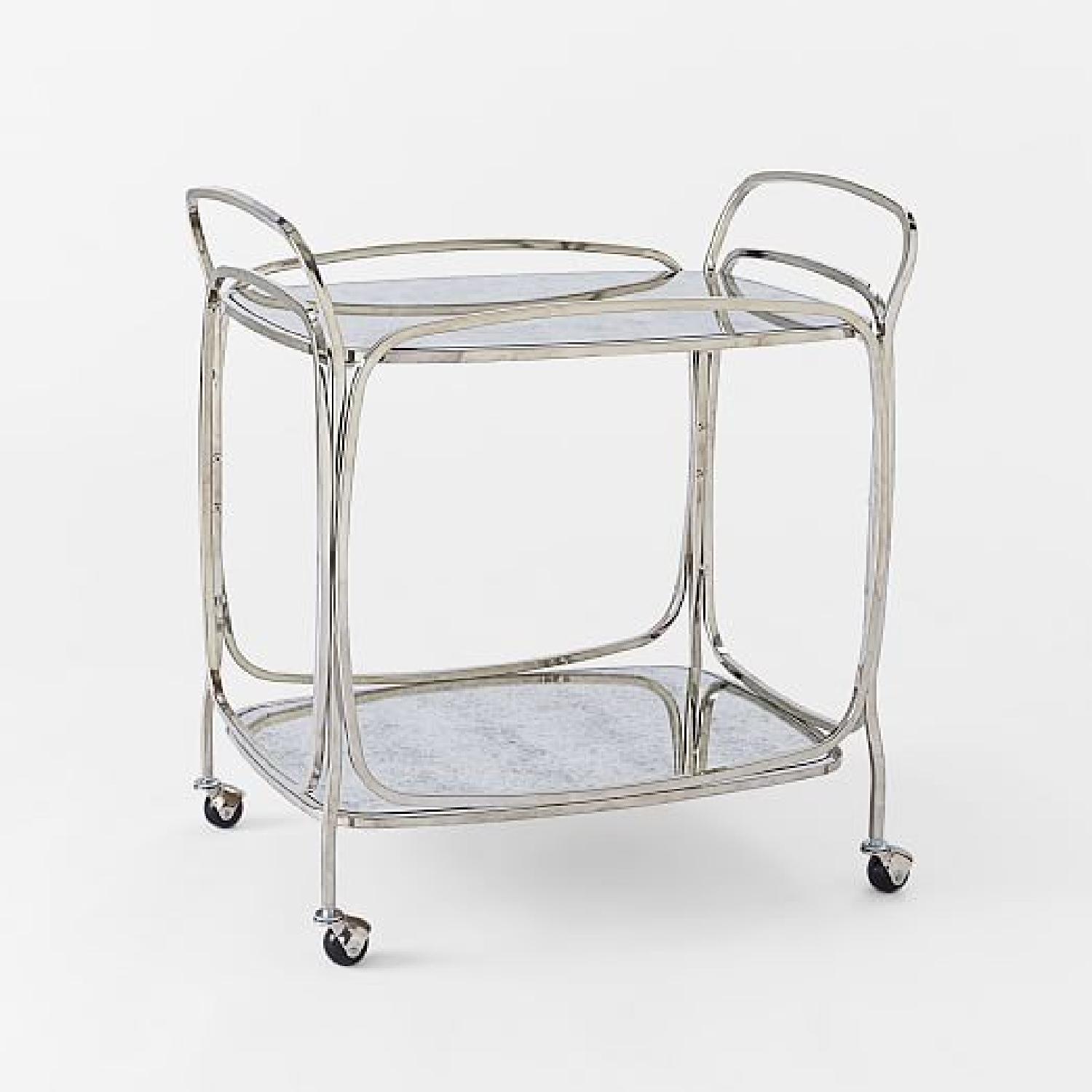 West Elm Foxed Mirror Bar Cart AptDeco