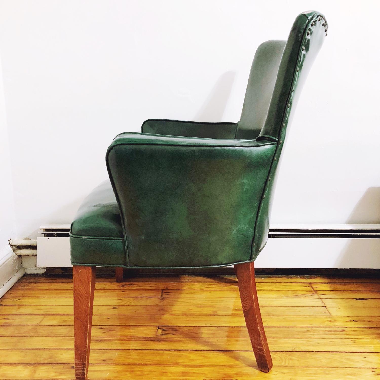 Vintage Mid Century Modern Green Vinyl Armchair - image-2
