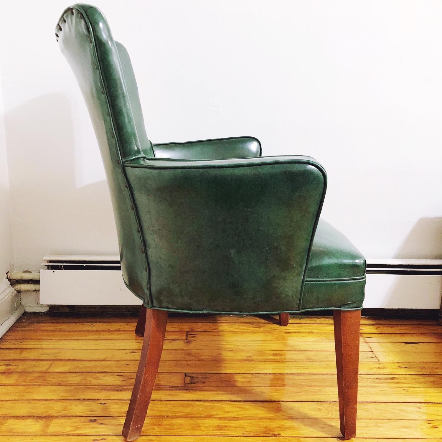 Vintage Mid Century Modern Green Vinyl Armchair - image-3