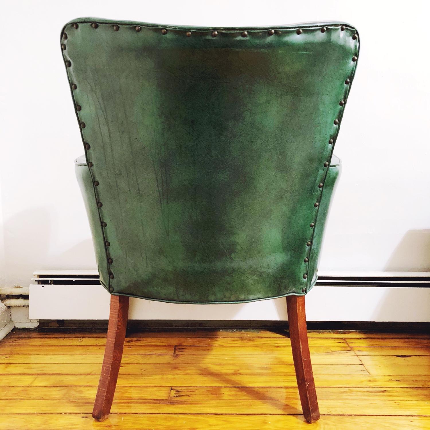 Vintage Mid Century Modern Green Vinyl Armchair - image-6