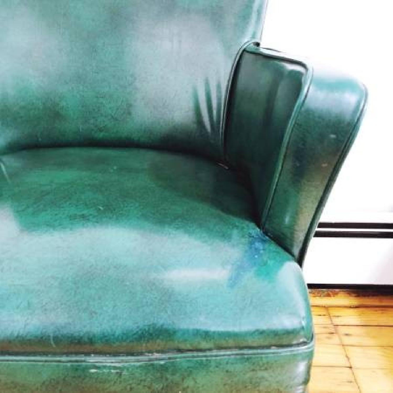 Vintage Mid Century Modern Green Vinyl Armchair - image-8