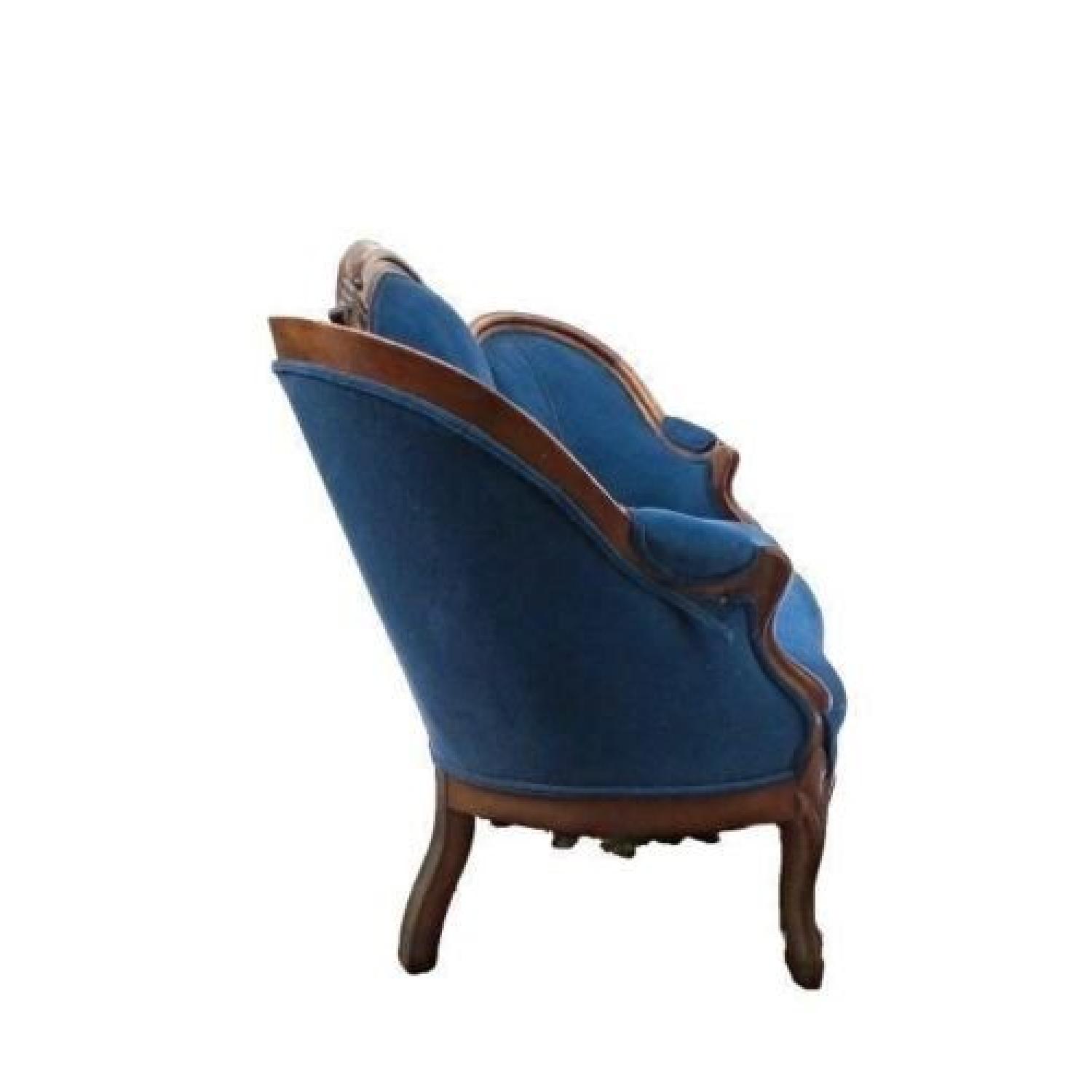 19th Century Antique Victorian Blue Upholstery Loveseat - image-2