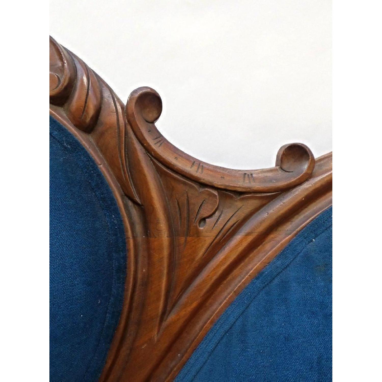 19th Century Antique Victorian Blue Upholstery Loveseat - image-4