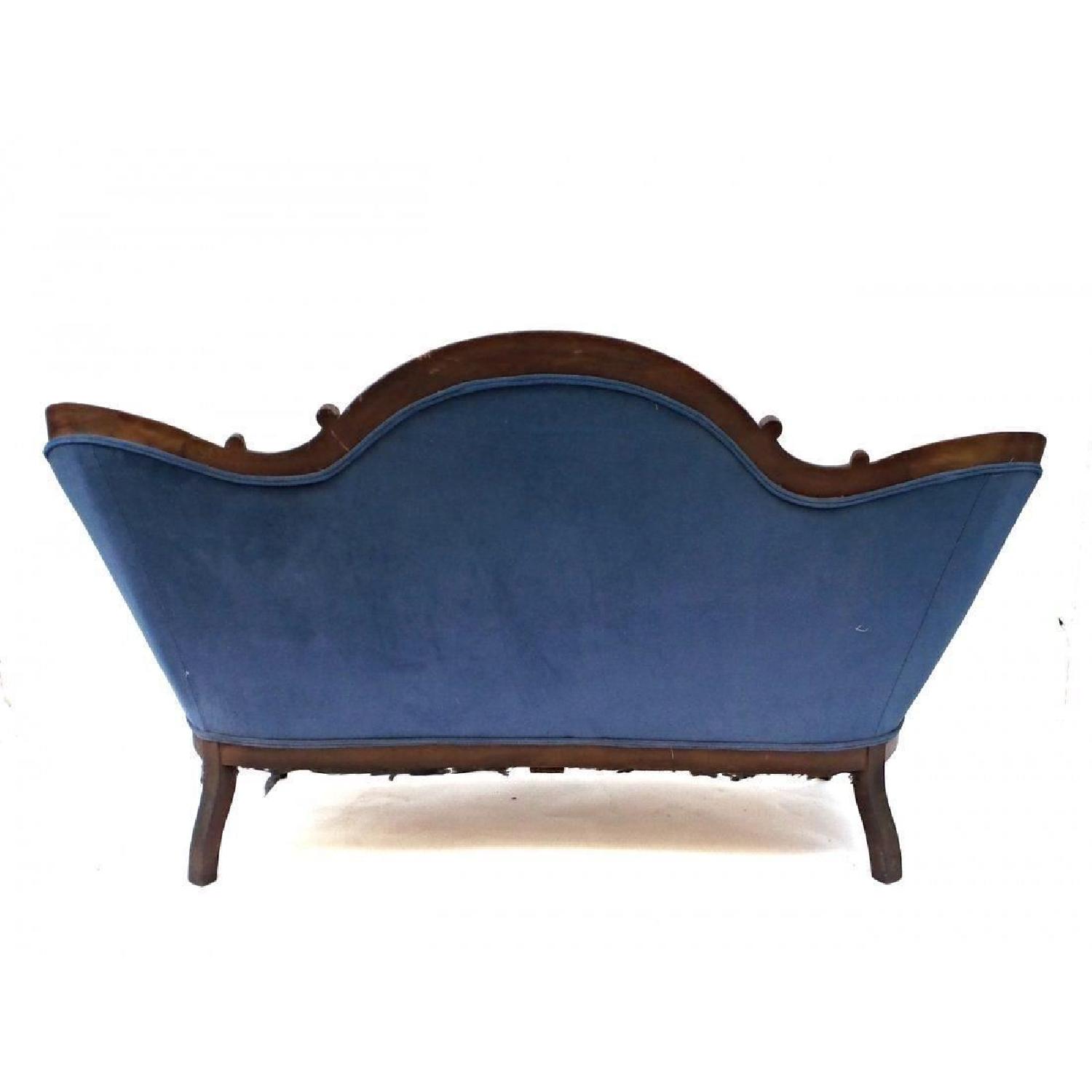 19th Century Antique Victorian Blue Upholstery Loveseat - image-6
