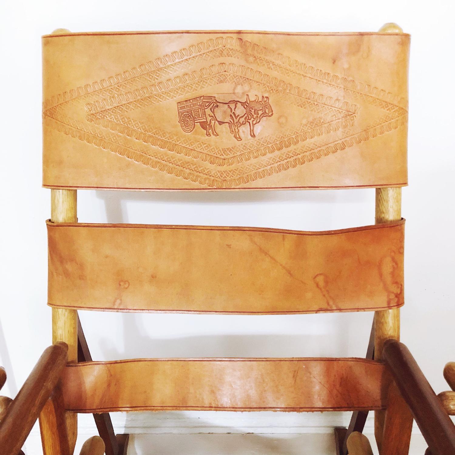 Leather & Wood Costa Rican Folding Rocking Chair - image-4