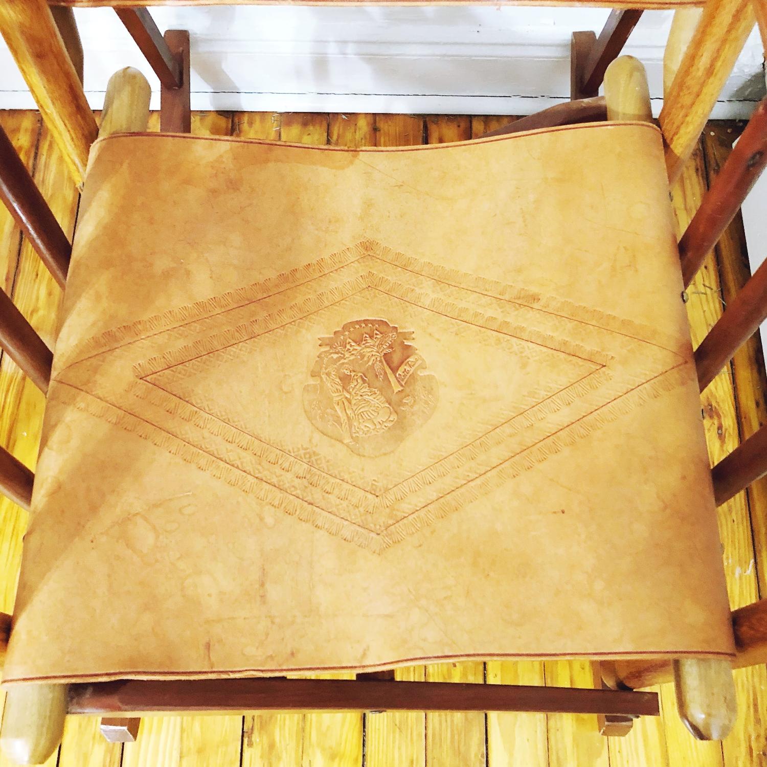 Leather & Wood Costa Rican Folding Rocking Chair - image-6