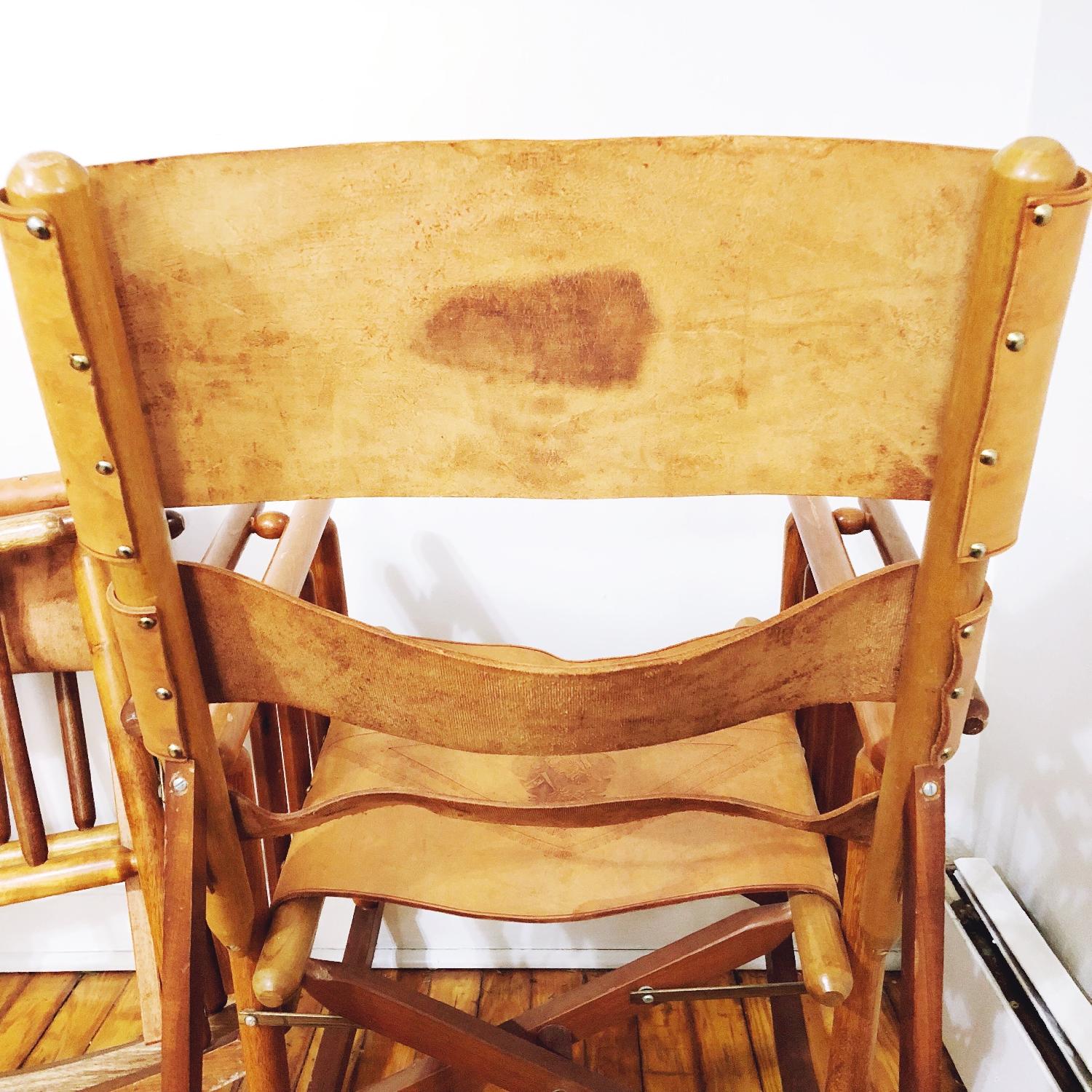 Leather & Wood Costa Rican Folding Rocking Chair - image-8