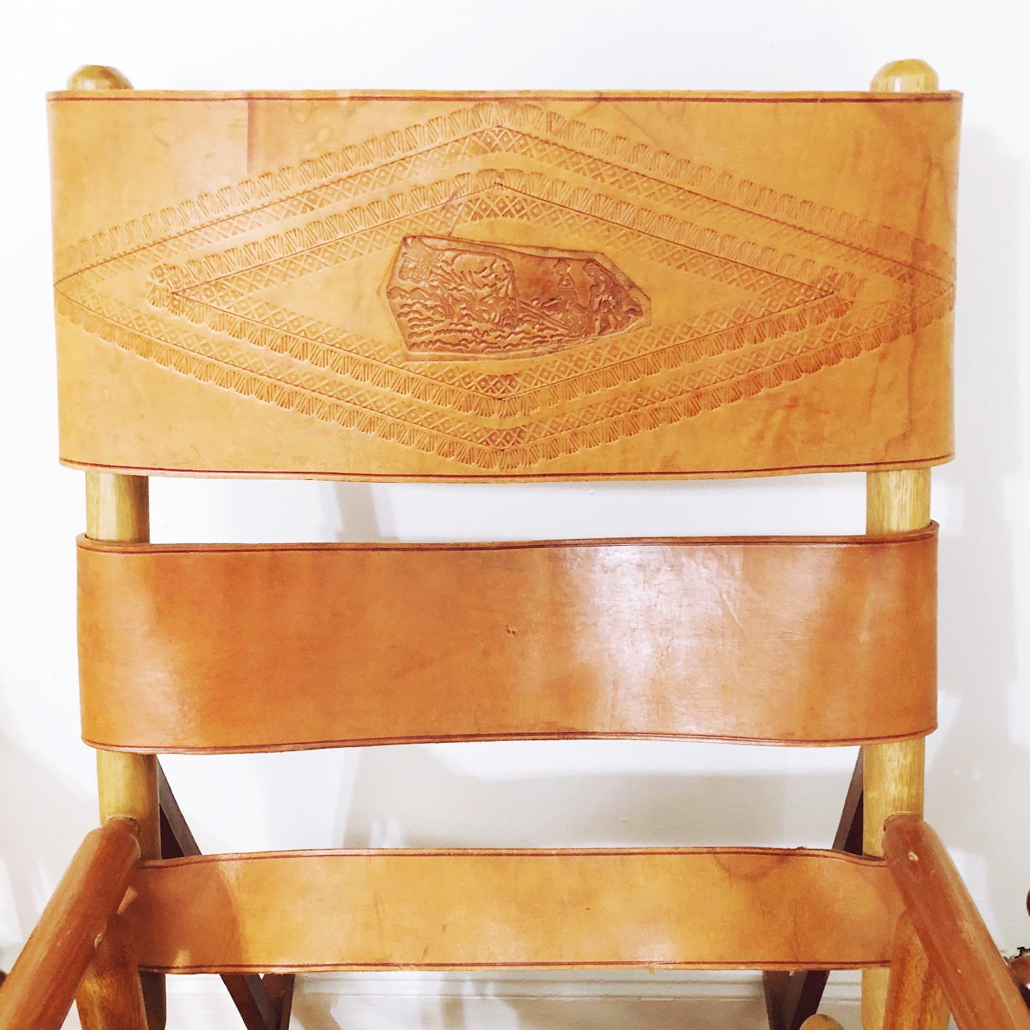 Leather & Wood Costa Rican Folding Rocking Chair - image-10