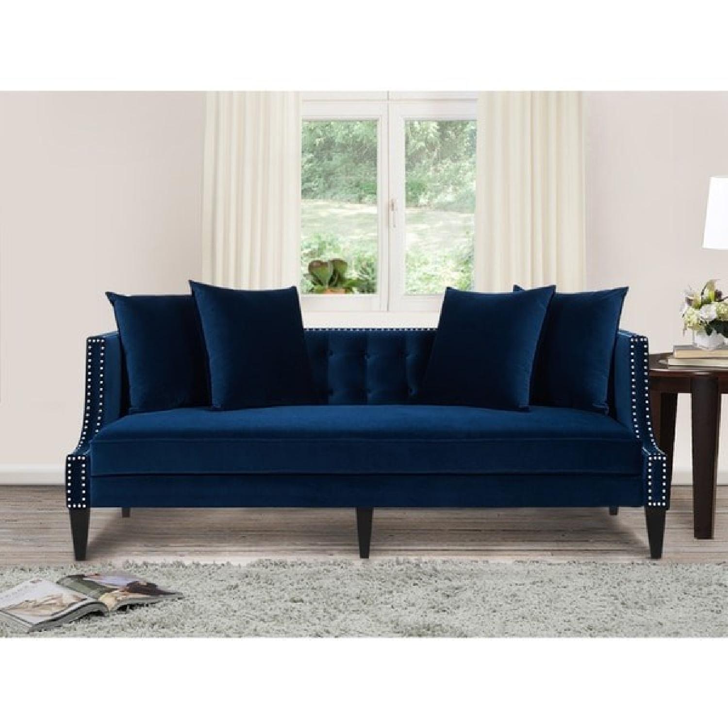 Jennifer Taylor Blue Tufted Couch - image-1