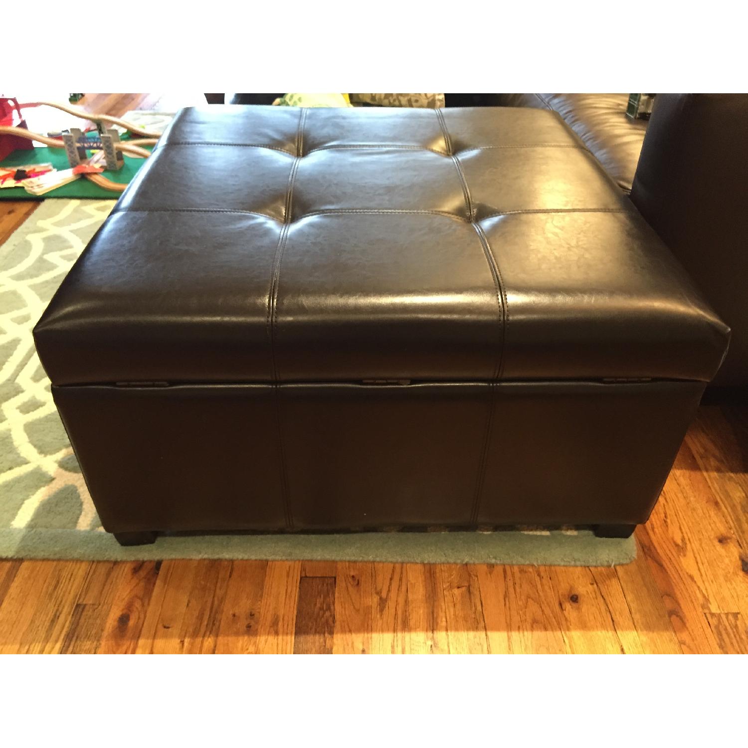 Costco Square Bonded Leather Storage Ottoman - image-2