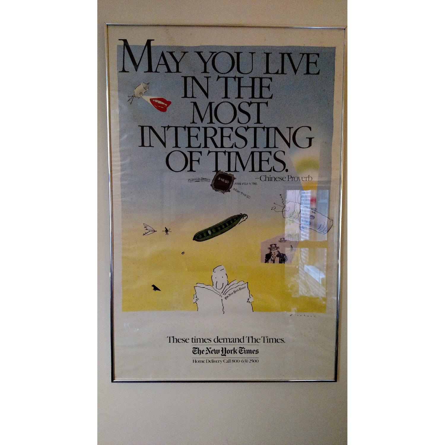 Vintage New York Times Framed Collector's Poster from 1977 - image-1