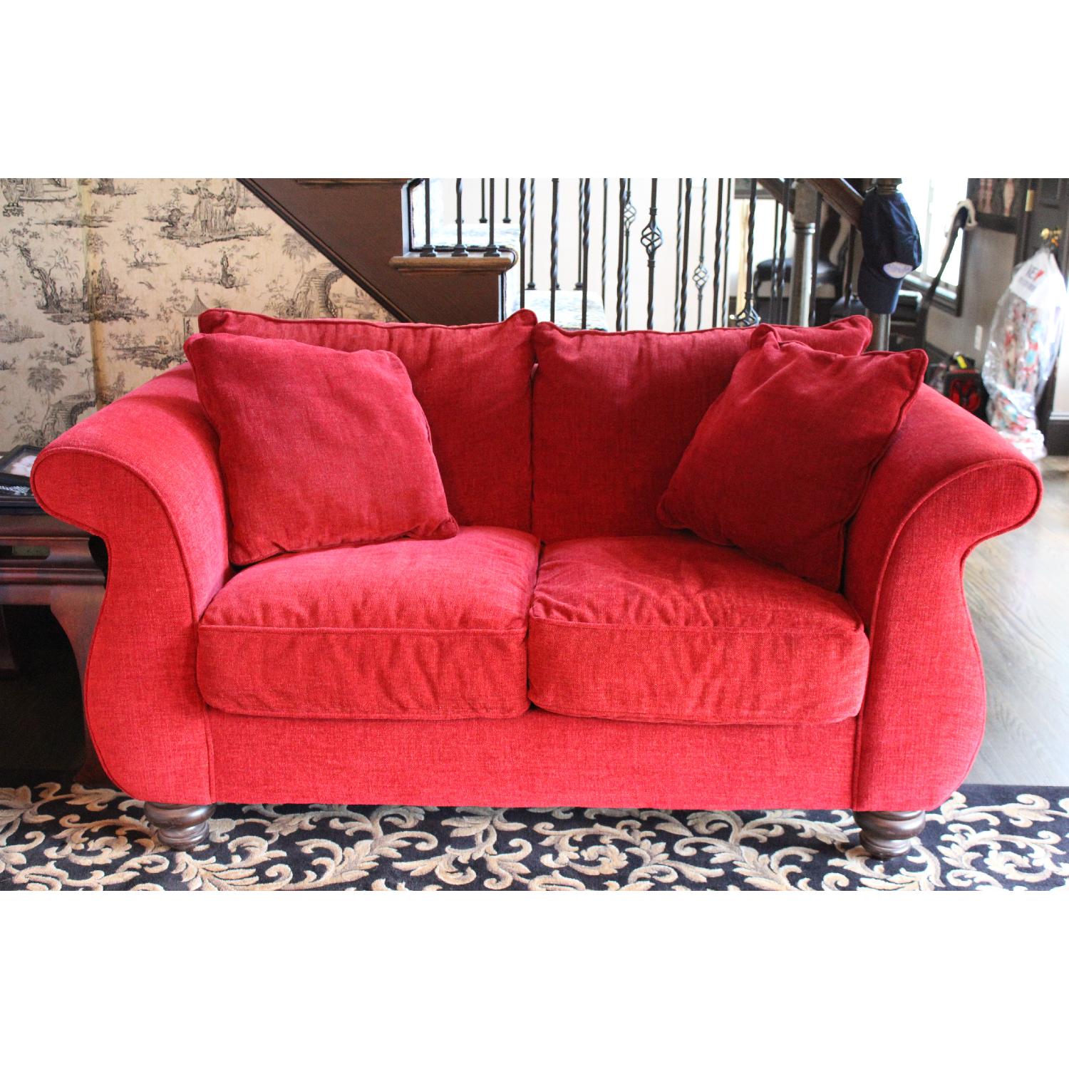 Rowe Red Chenille Loveseat - image-1