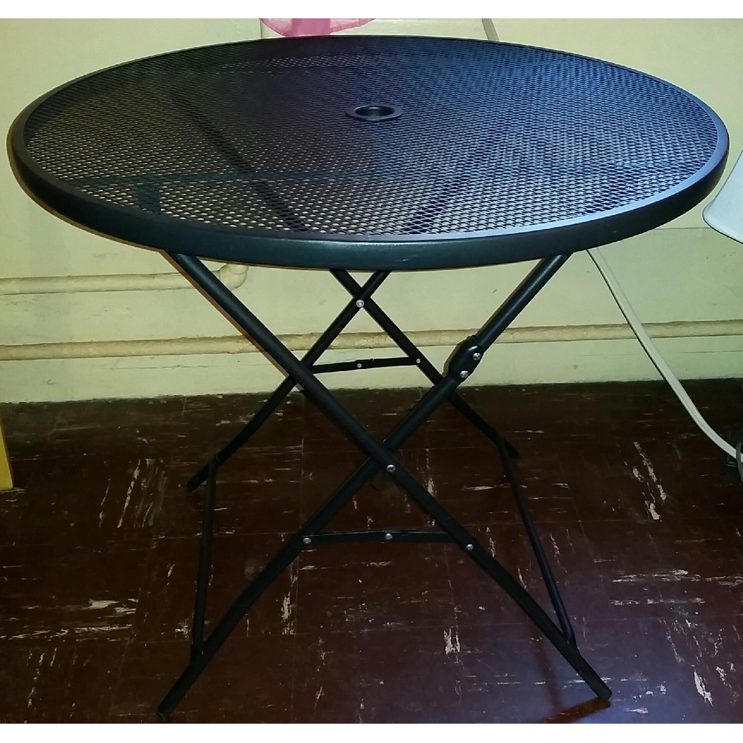 Black Metal Mesh Folding Table - image-1