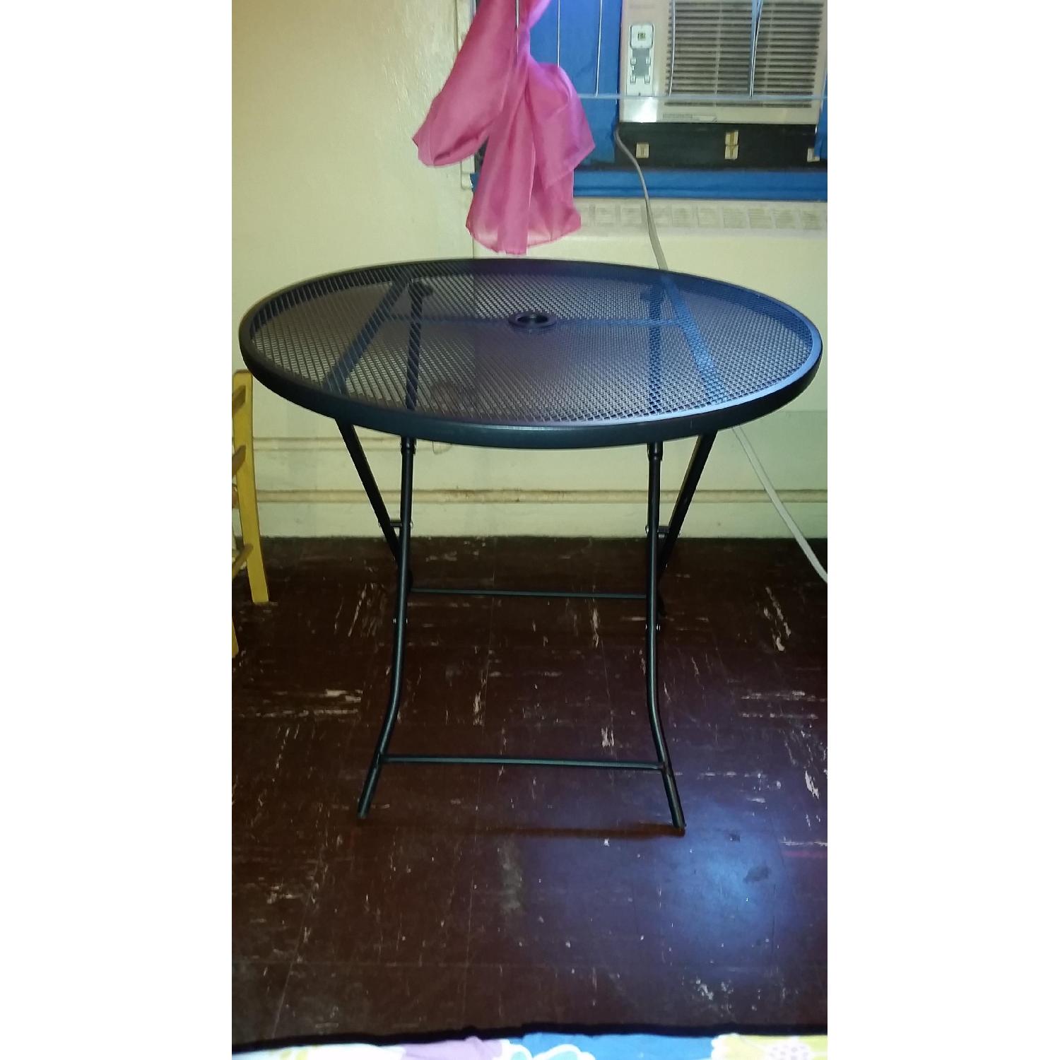 Black Metal Mesh Folding Table - image-2