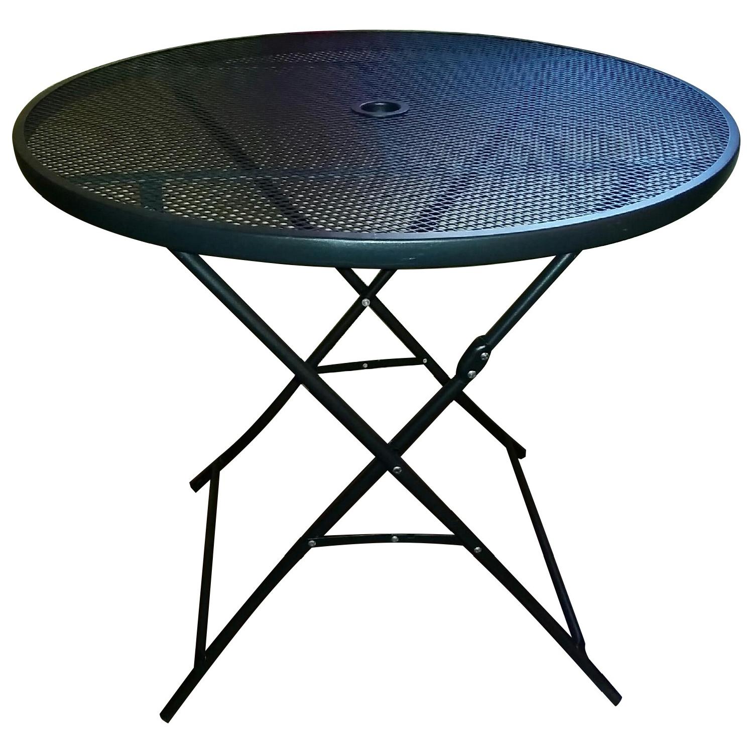 Black Metal Mesh Folding Table - image-0