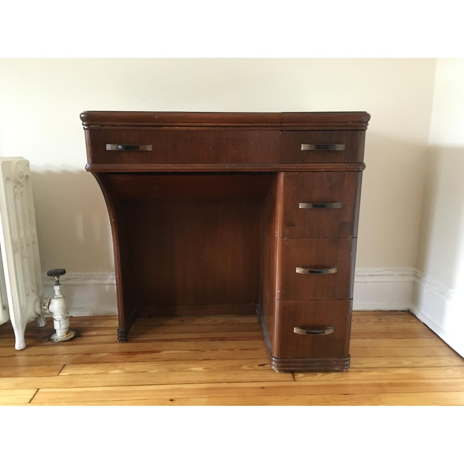 Antique Desk with Working Sewing Machine - image-1