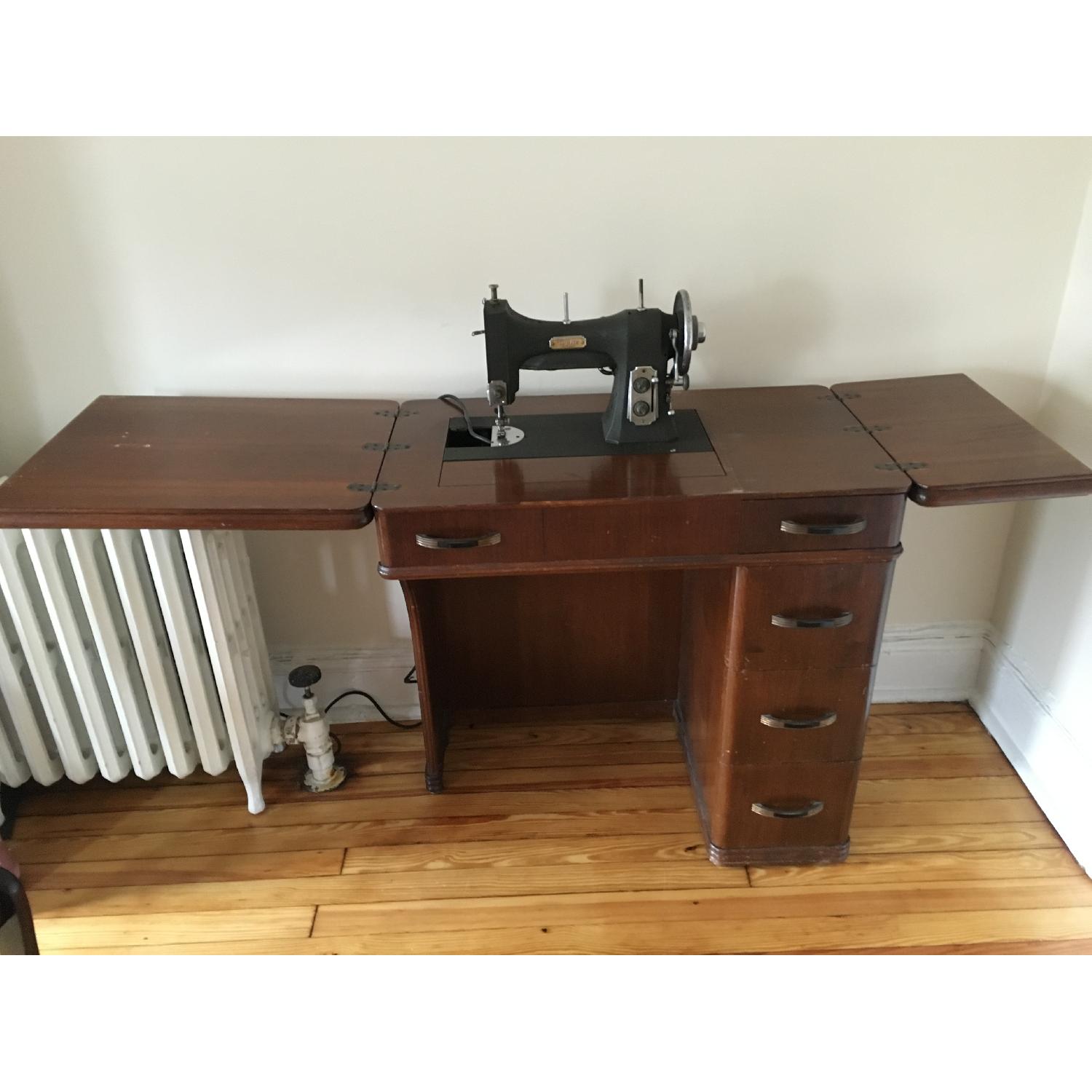 Antique Desk with Working Sewing Machine - image-3