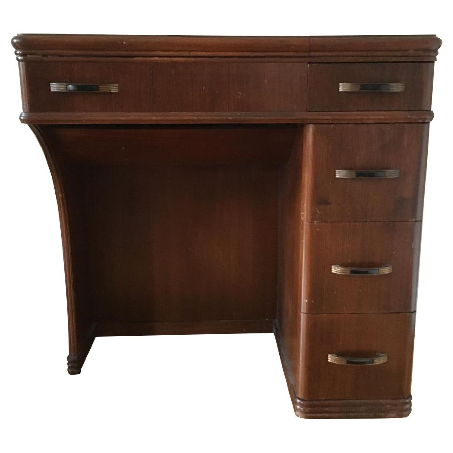 Antique Desk with Working Sewing Machine - image-0