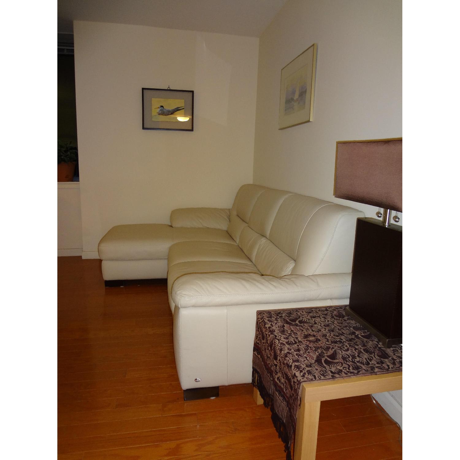 Macy's Italsofa Beige Leather Sectional Sofa - image-4