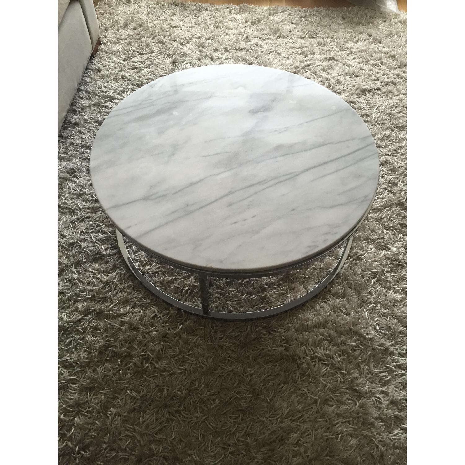 CB2 Marble Top Round Coffee Table - image-1