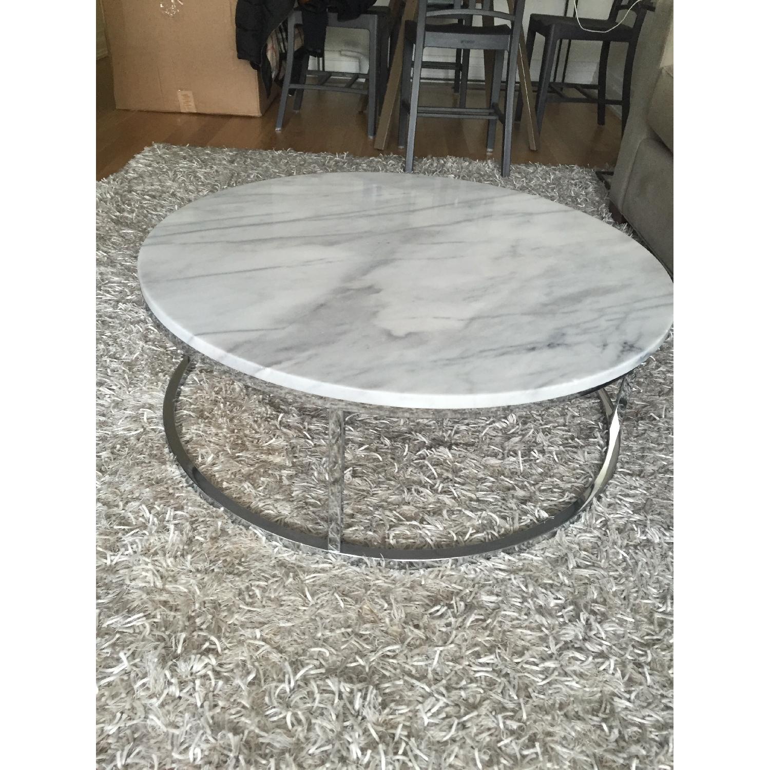 CB2 Marble Top Round Coffee Table AptDeco