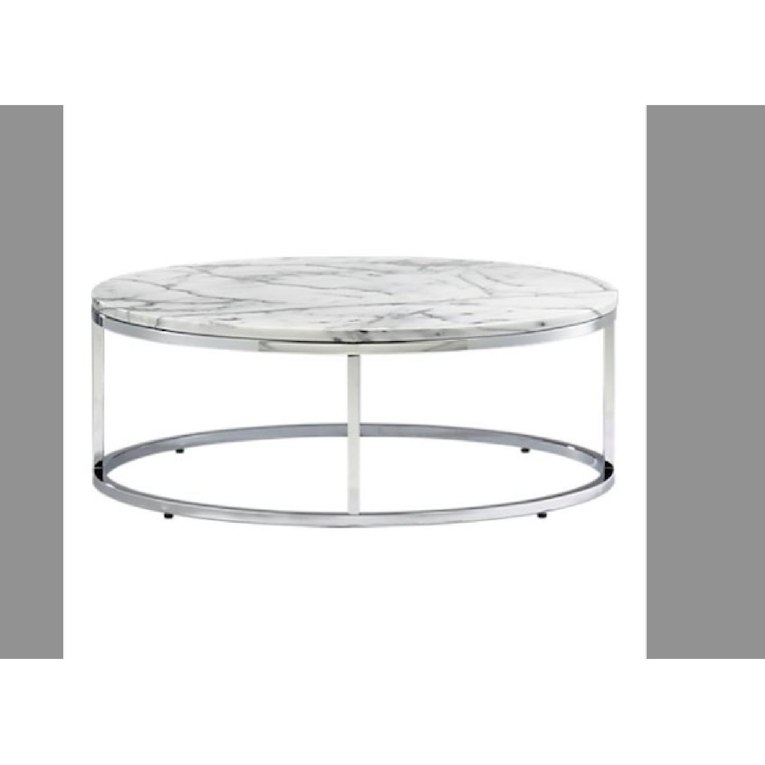 CB2 Marble Top Round Coffee Table - image-3