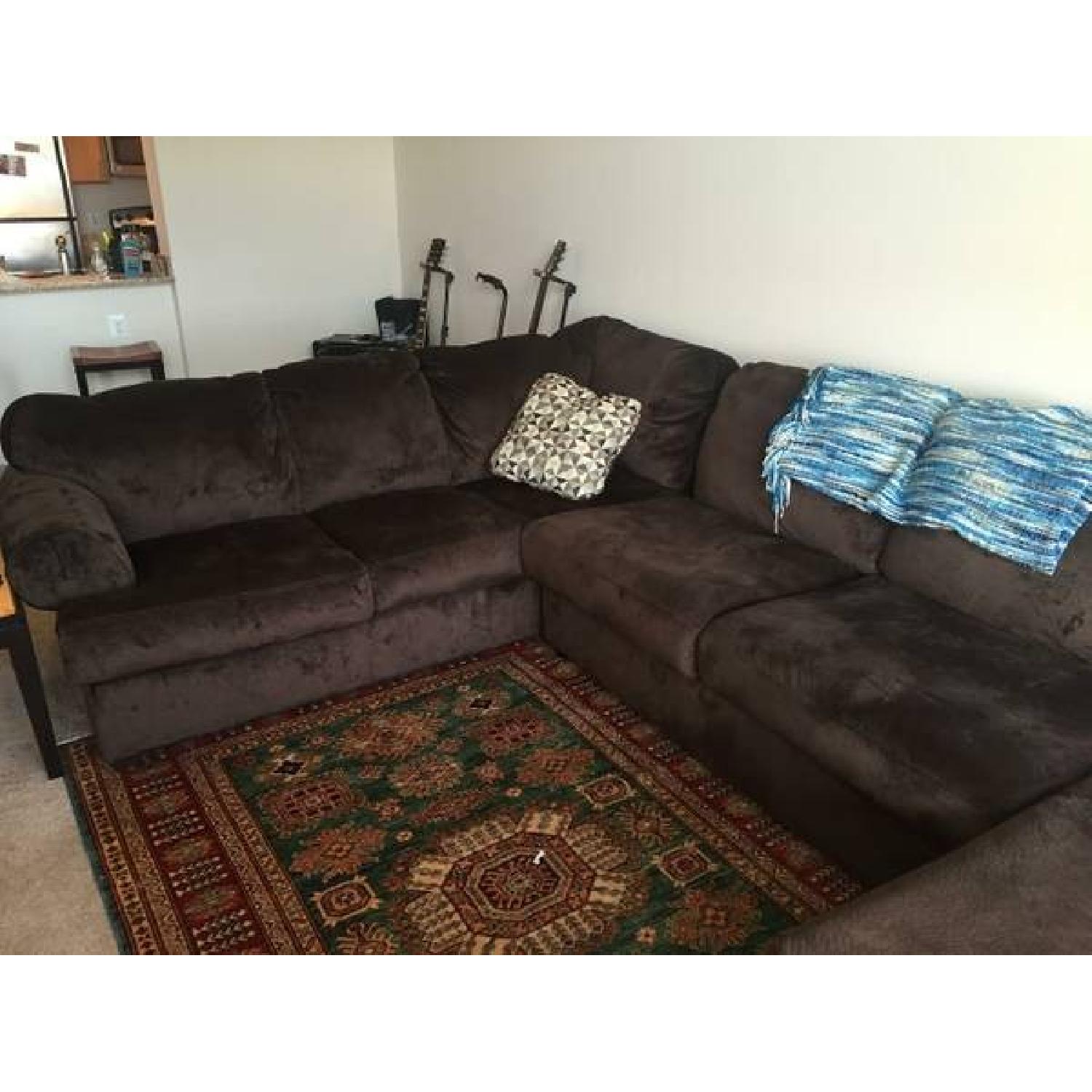 Chocolate Brown Sectional Sofa - image-1