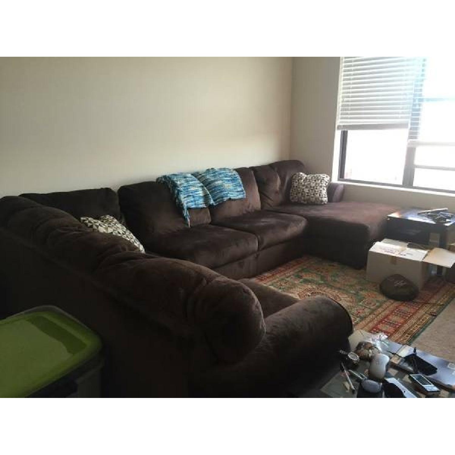 Chocolate Brown Sectional Sofa - image-4