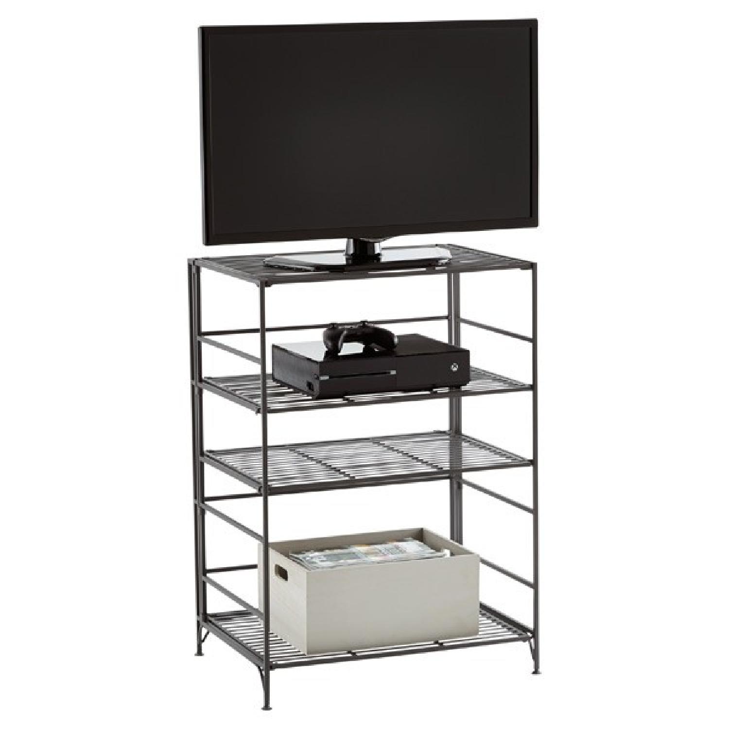 Container Store Iron Folding Bookcase and Media Center AptDeco