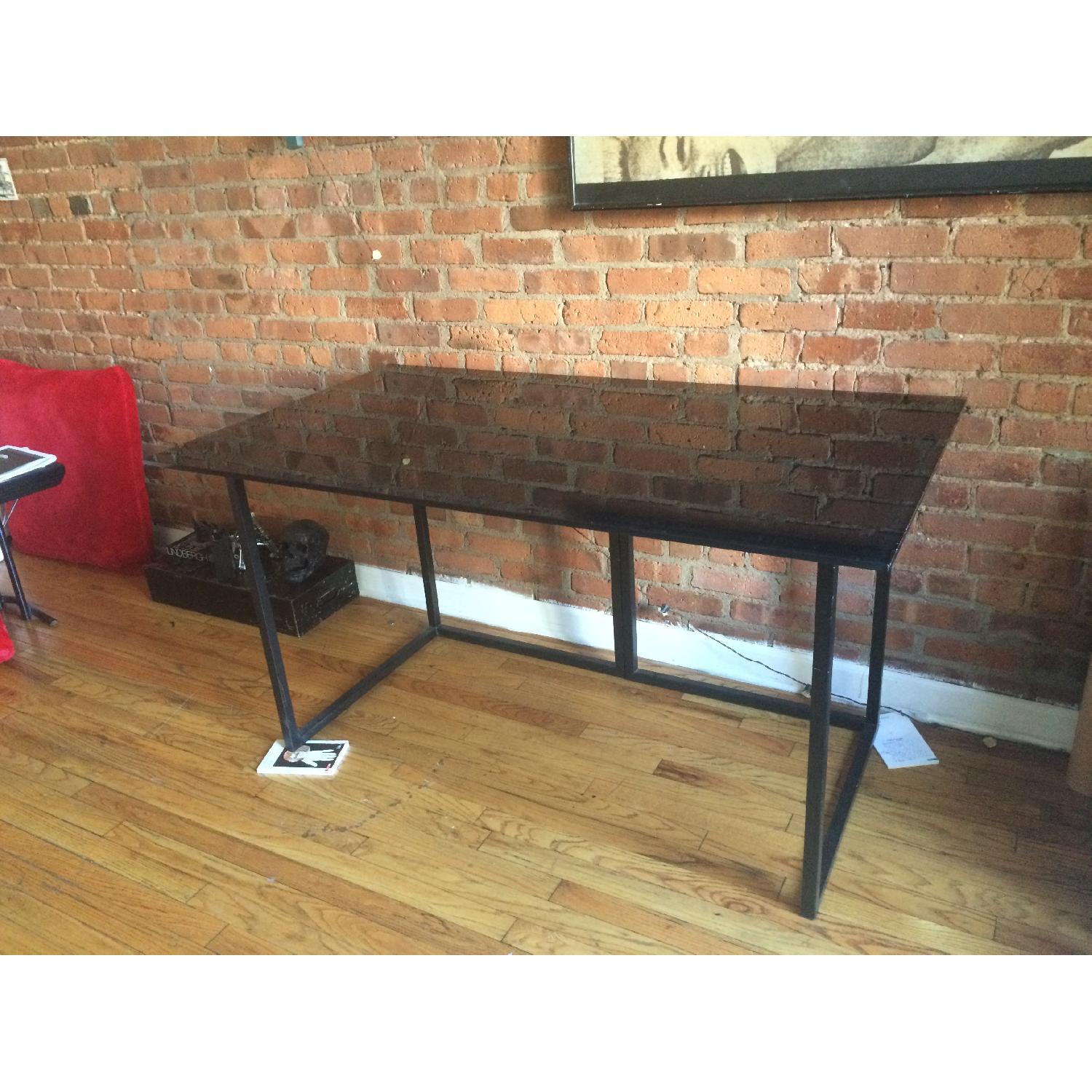 Black Glass Top Desk AptDeco